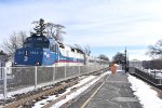 NJT Train # 75, with MNR F40PH-3C # 4912, pulling a Comet V set heading past Lyndhurst Station, enroute from Hoboken Terminal to Port Jervis